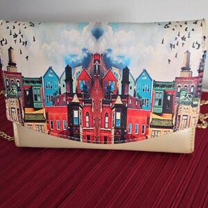 Euro Cityscape Theme Crossbody Bag/Clutch